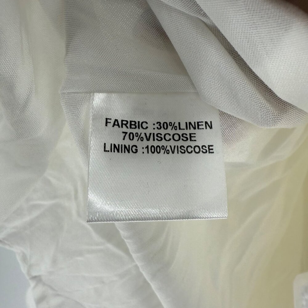 Cousin The Label White Tiered Linen & Viscose Sleeveless Dress With Adjustable S - Picture 5 of 13